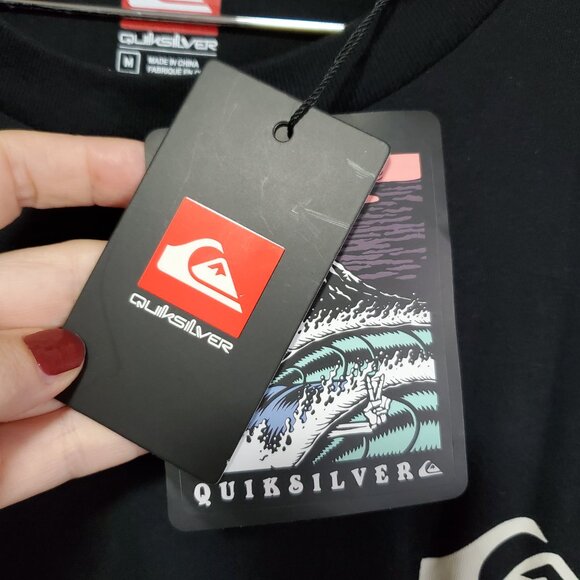 QUIKSILVER NWT Simple Pleasures T-Shirt SS Crewneck Cotton Black Men's Medium - Picture 7 of 11
